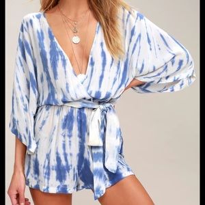 Lulu’s Seaside Gale Blue Tie-Dye Romper